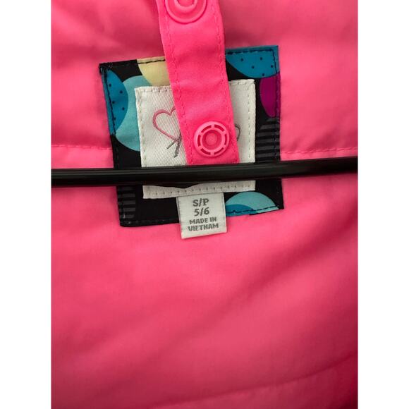 Children's Place 1989 Polka Dot Puffy Jacket Girls Small 5/6 Mitten Straps - Picture 6 of 6